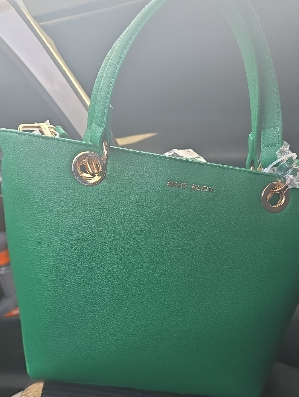 Anne Klein Emerald Green Tote with Gold-Tone Accents